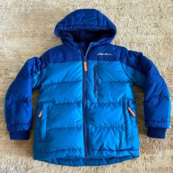 Eddie Bauer Winter Heavyweight Quilted Down Insulated Hooded Outerwear Coat